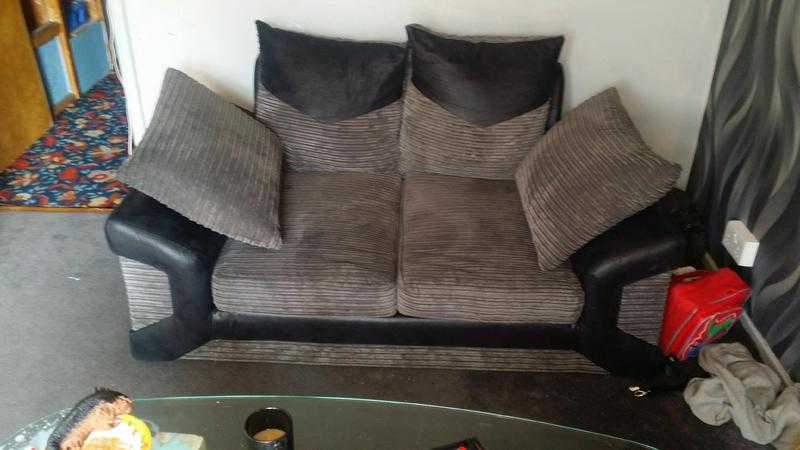 3 amp 2 seater grey cord sofas