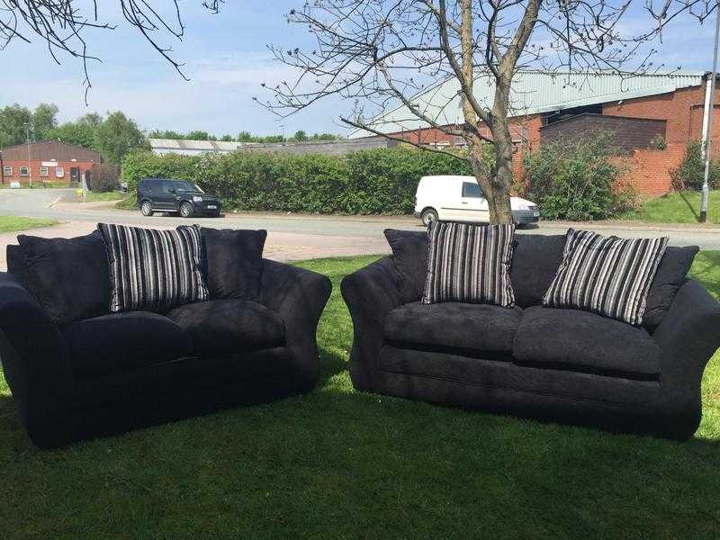 3 amp 2 Seater Sofas in a soft to touch BLACK fabric