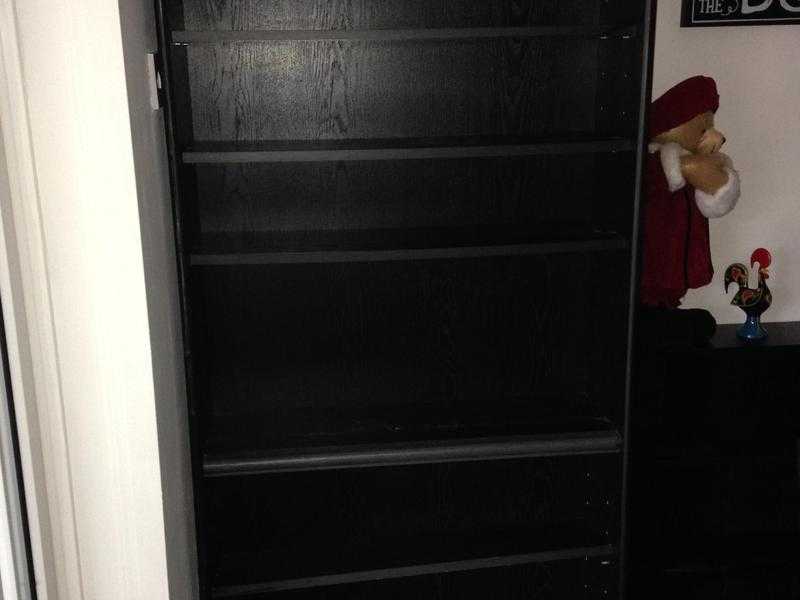 3 Black wood bookcases