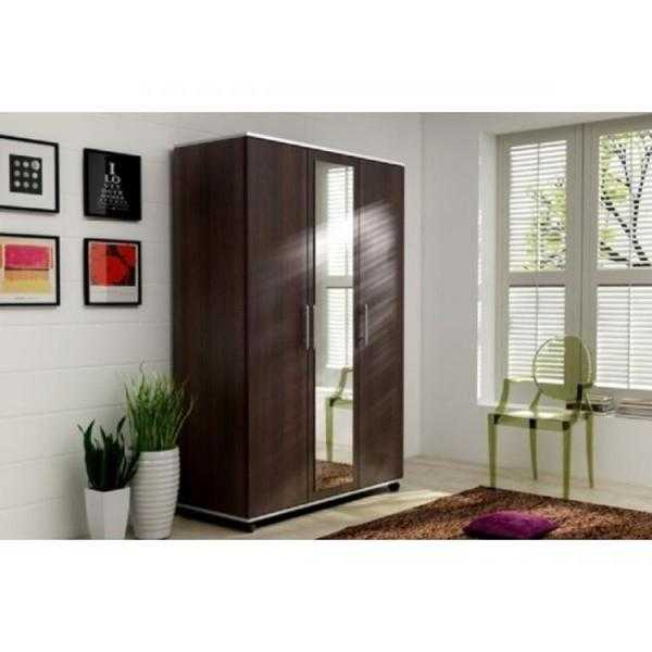 3 DOOR DARK BROWN TOMMY WARDROBE WITH FULL LENGTH MIRROR