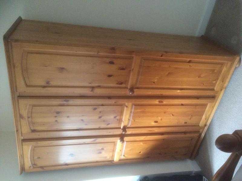 3 Door Pine Wardrobe