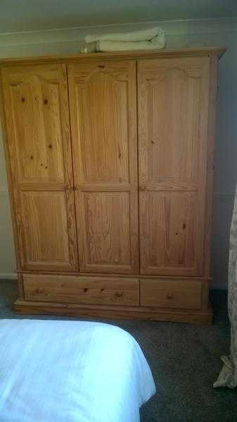 3 door pine wardrobe with 2 drawers