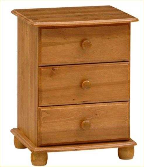 3 Drawer Pine Bedside Cabinet