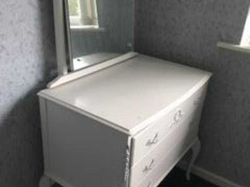 3 drawer white dressing table with adjustable mirror