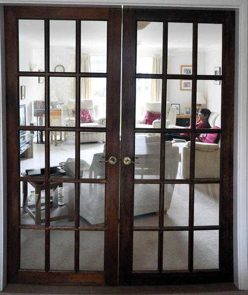 3 Glazed Hardwood Interior doors 15 panels , mahogany finish