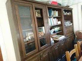 3 large solid wood units and dining table and 6 chairs