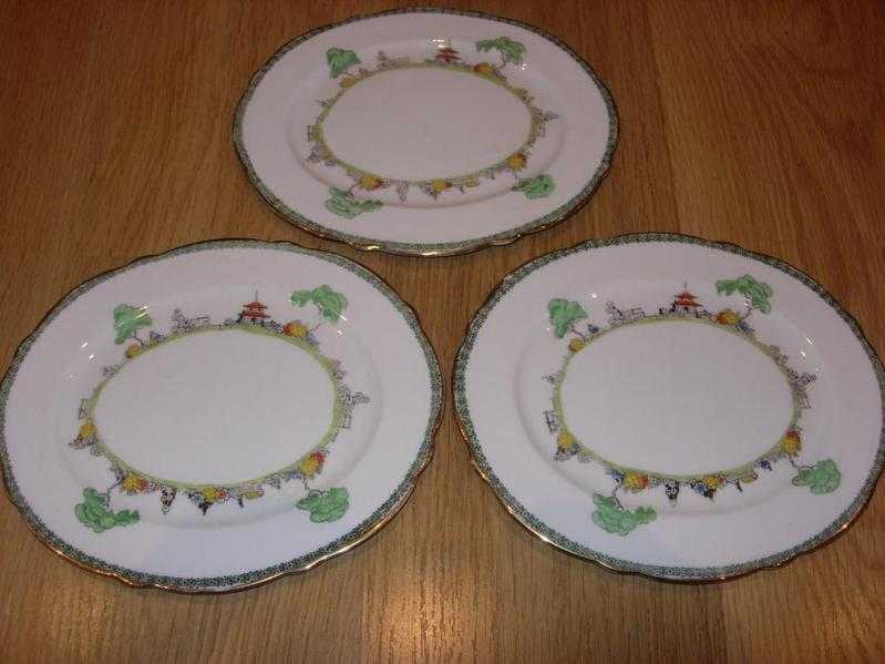 3 Old Bone China Plates