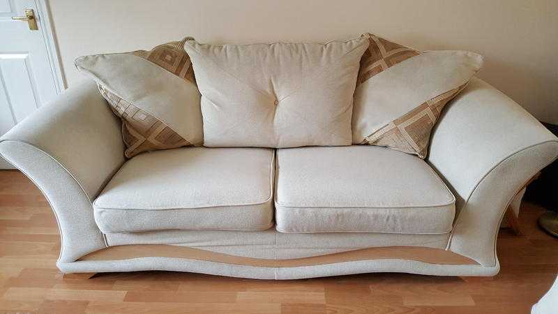 3 Piece Cream Designer Sofa Suite - Immaculate Condition As New