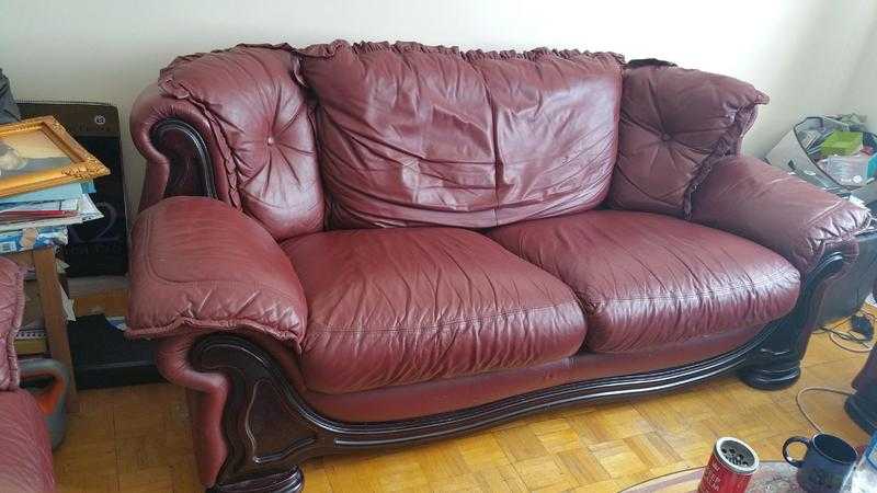 3 Piece Suite redbrown Leather