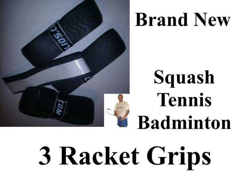 3 RACKET GRIPS BRAND NEW SQUASH-TENNIS-RACKETBALL