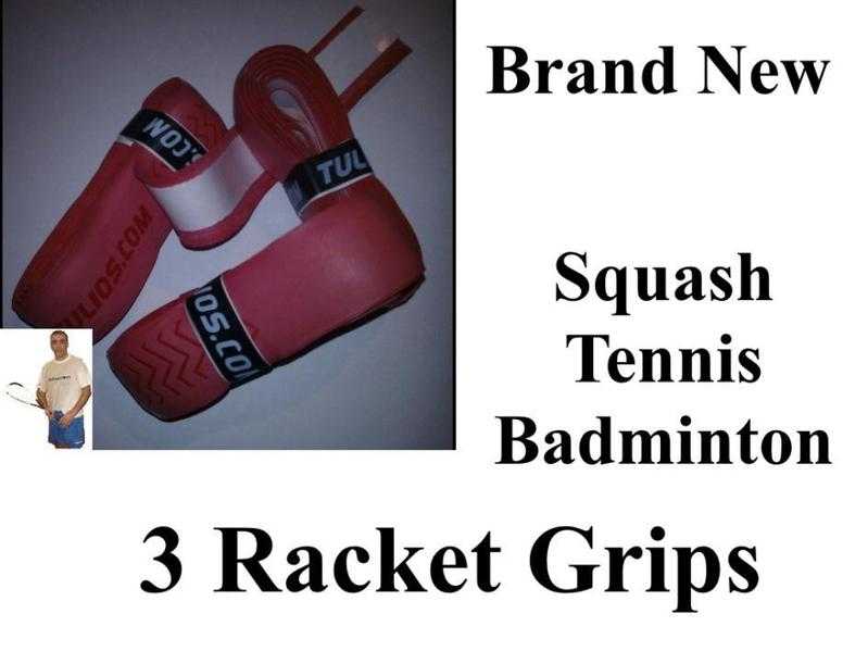 3 RACKET GRIPS BRAND NEW SQUASH-TENNIS-RACKETBALL