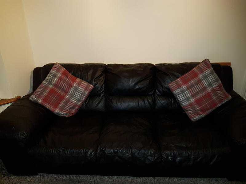 3 Seater And 1 Seater Black Leather Sofa