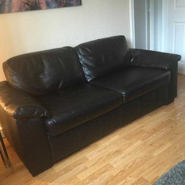 3 seater and 2 seater black leather sofas for sale 100 for the both of them