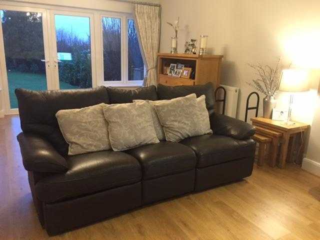 3 seater and 2 seater Brown Leather Sofas