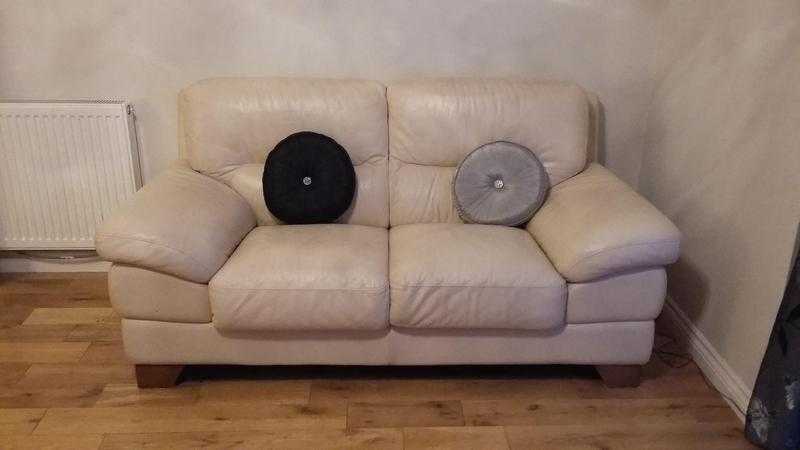 3 seater and 2 seater cream leather sofas for sale Saltcoats Ayrshire