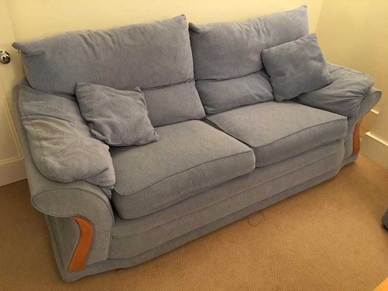 3 seater and 2 seater sofas with matching cushions and footstall