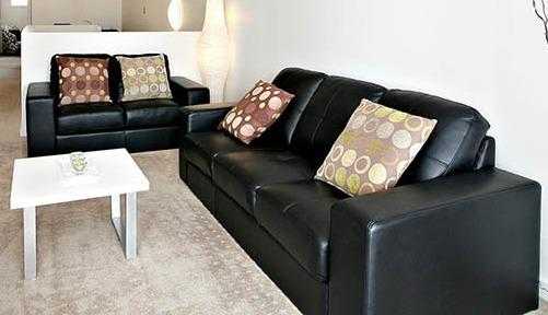 3 Seater Black Bonded Leather Sofa  Couch  Setee