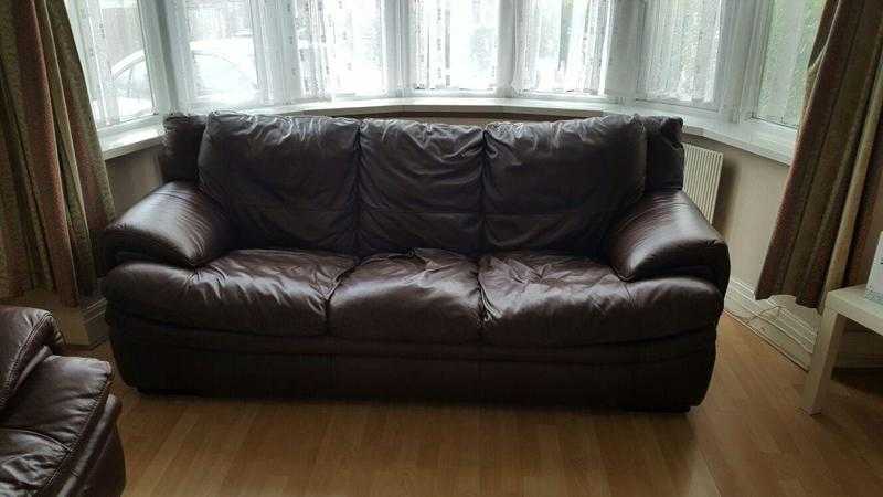 3 Seater Brown Leather Sofa