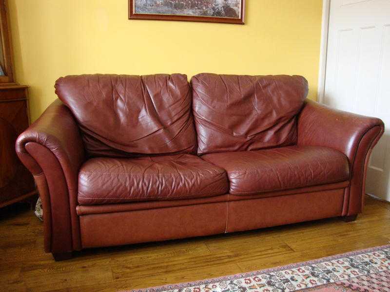 3 seater brown leather sofa