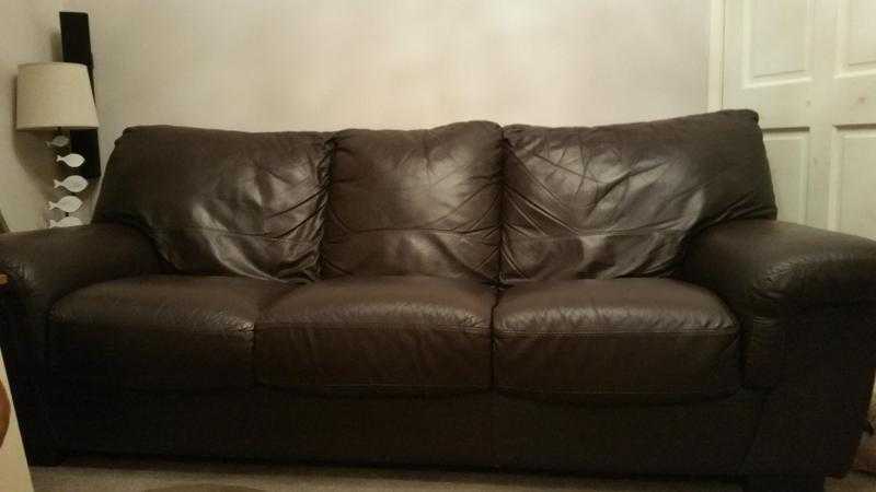 3 seater chocolate leather Dfs