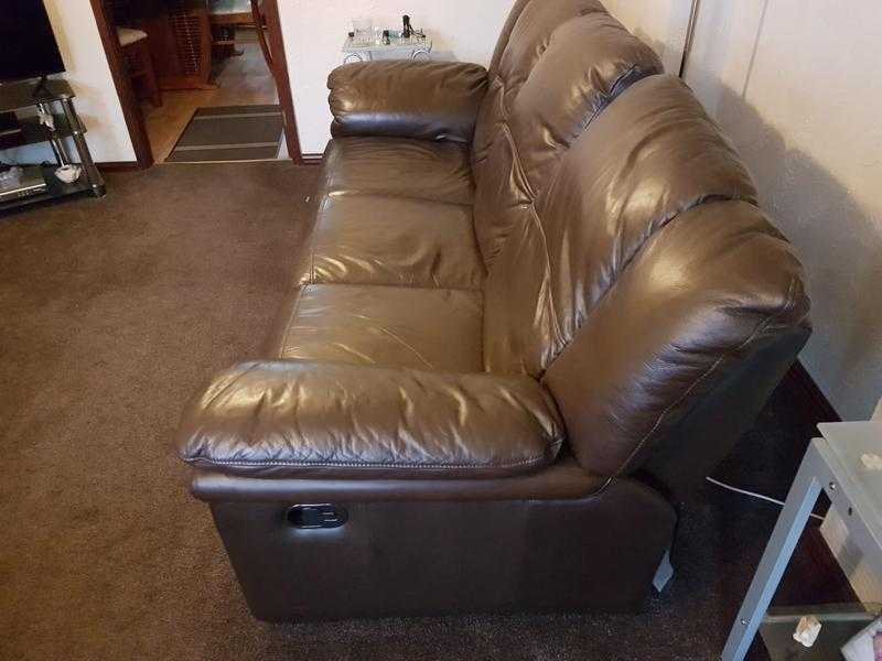 3 seater dark brown reclining sofa and matching 2 seater reclining sofa