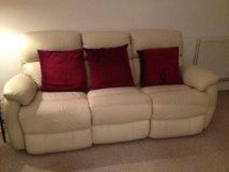 3 seater power recliner and chair and foot stool.  Leather 2012