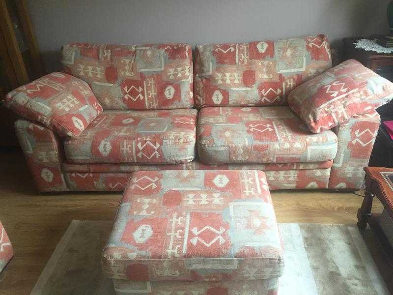 3 seater Settee and 1 large easy chair and 1 pouffe for sale