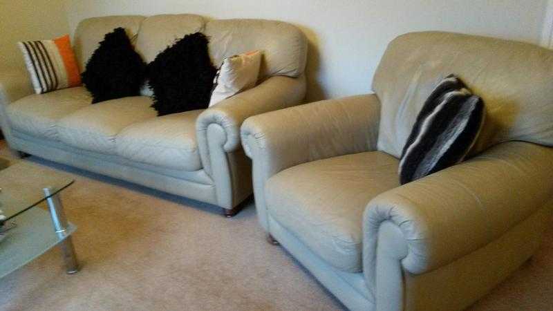 3 SEATER SOFA AND TWO ARM CHAIRS IN CAFF LATTE COLOUR EXCELLENT CONDITION NO MARKS OR RIPS FOR SALE