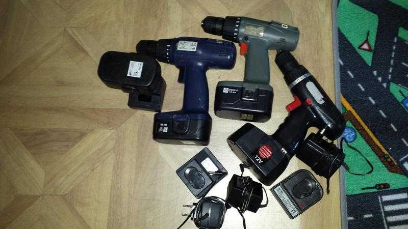 3 x cordless drill with charger and battery