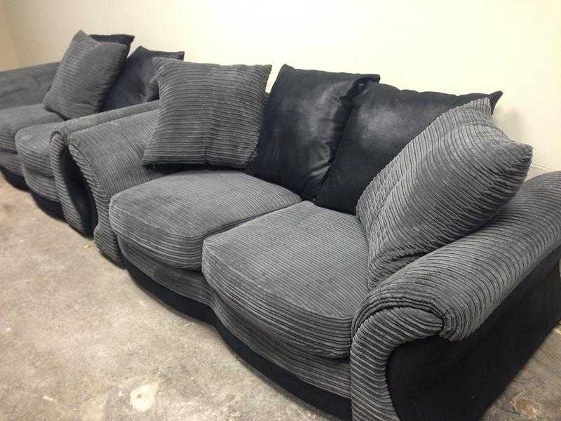 32 SOFA SET IN GREY AND BLACK COLOUR, FABRIC SOFA SET