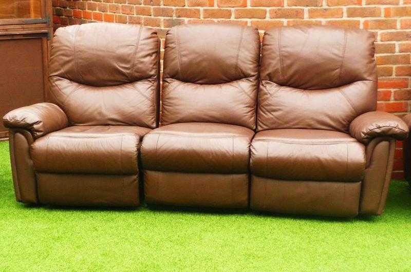 321 Seater Valencia Brown Recliner Leather Sofa Suite