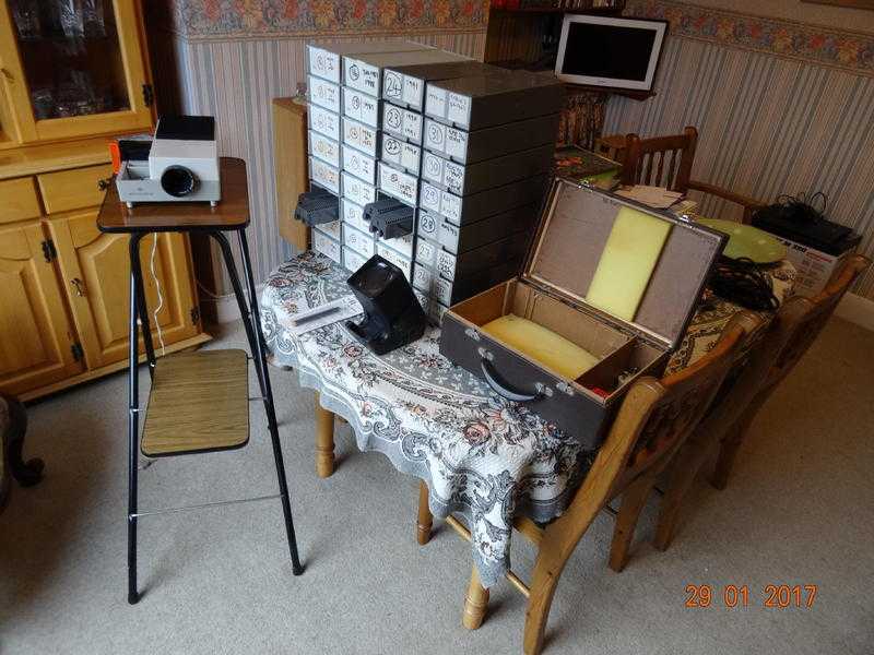 35mm Slide Storage with Projector, Laser Pointer and Table