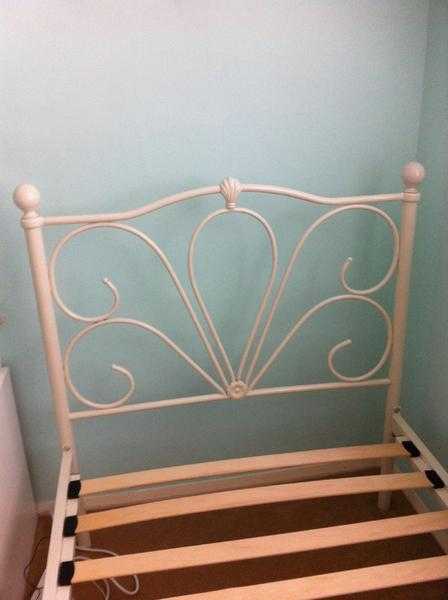 3ft single  ivory white metal bed frame