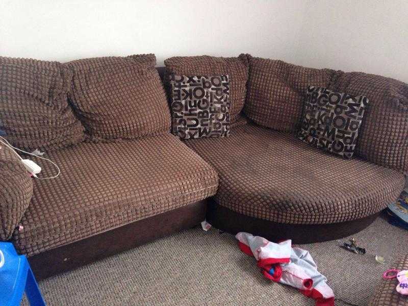 3pc brown suede sofa