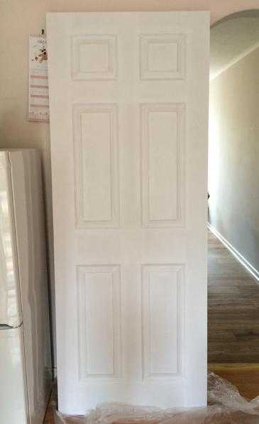 3x new 6 panel primed woodgrain internal doors