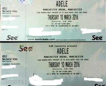 4 Adele Tickets, Manchester 10th March