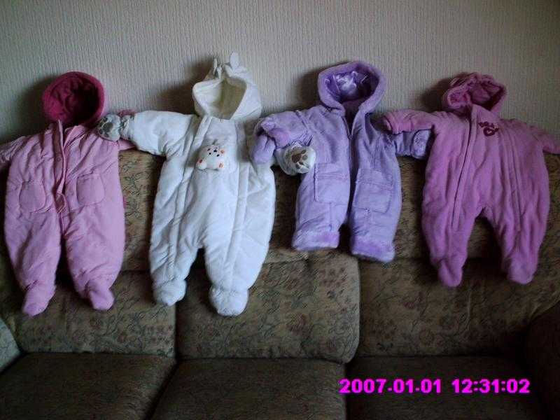 4 Baby girls padded snow suits