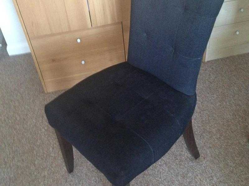 4 black fabric finish, solid wood frame chairs for sale