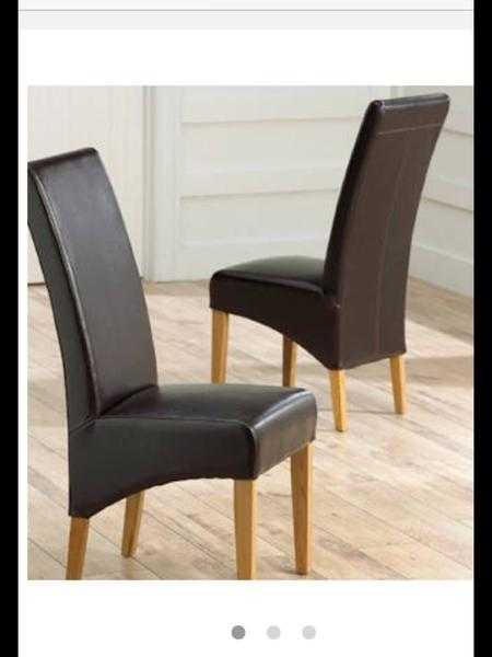 4 brown faux leather Dining chairs