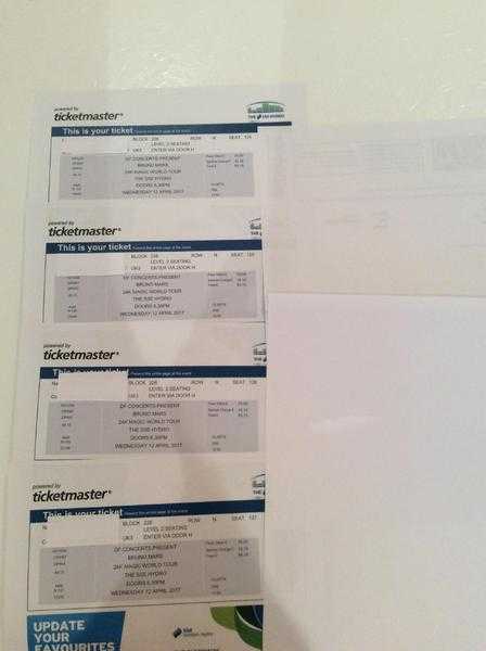 4 Bruno Mars Concert Tickets Glasgow Hydro