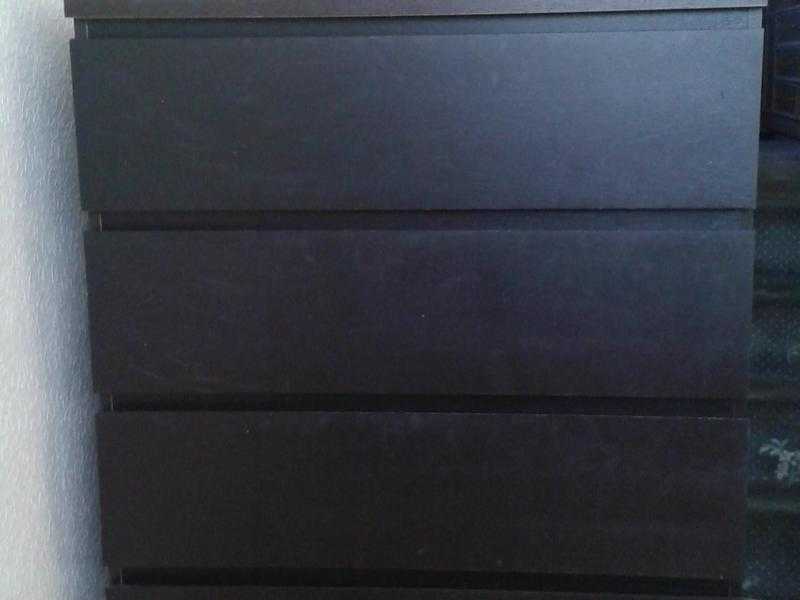 4 drawer IKEA black, glass topped chest of drawers