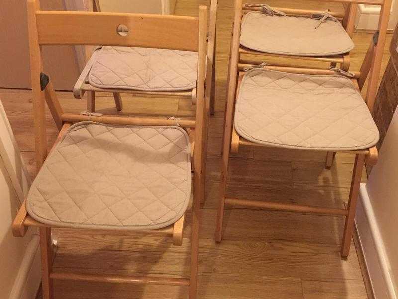 4 IKEA beech folding chairs with pads