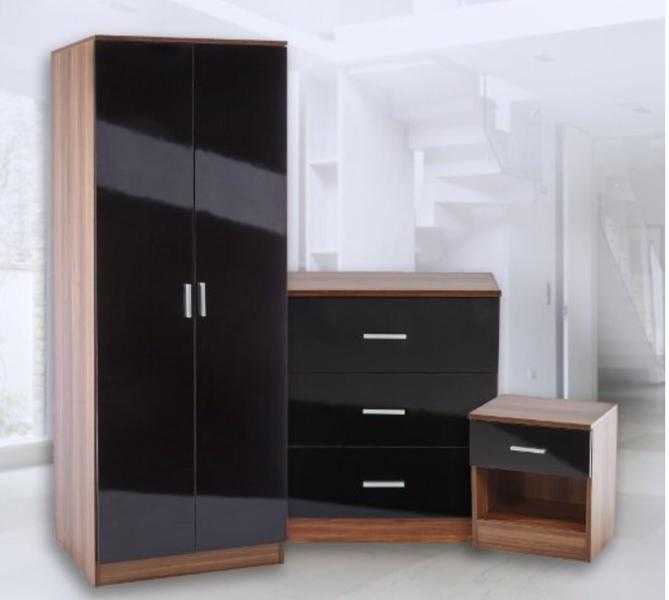 4 piece bedroom furniture set in black-140