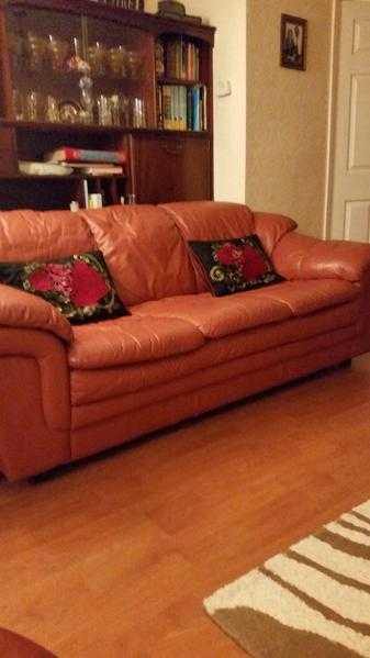 4 piece leather suite (terracotta) for sale