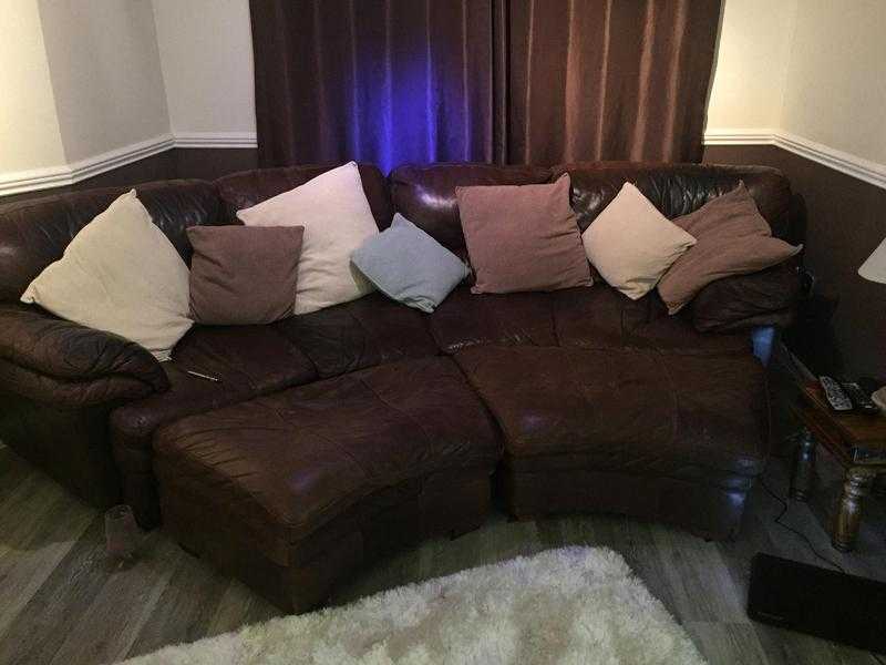 4 Seater Brown Leather sofa