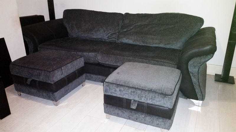 4 Seater Couch  Sofa  Settee with 2 Foot Stools