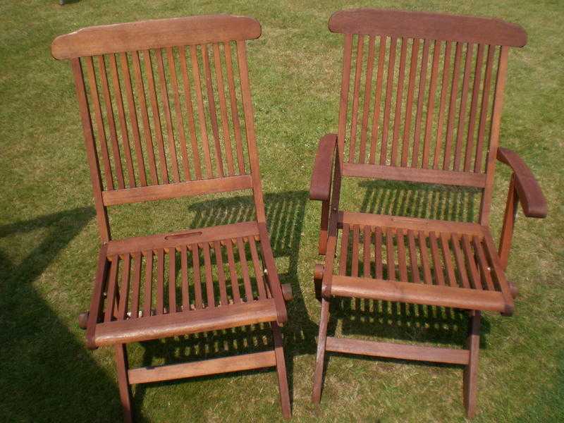 4 Wooden Garden Folding Chairs