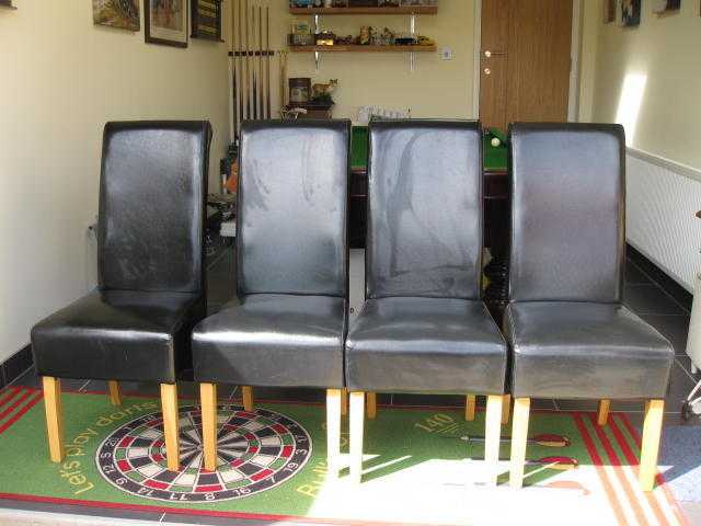 4 x Black Leather Effect Dining Chairs