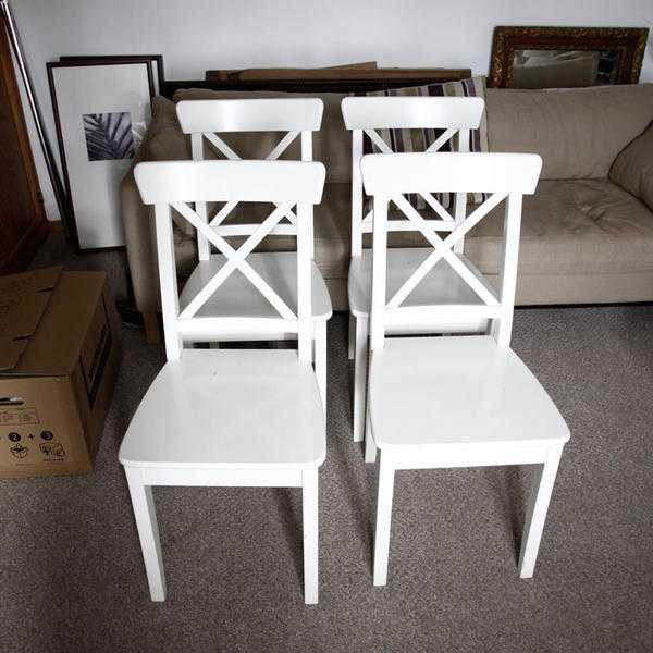 4 x White Ikea Ingolf Chairs