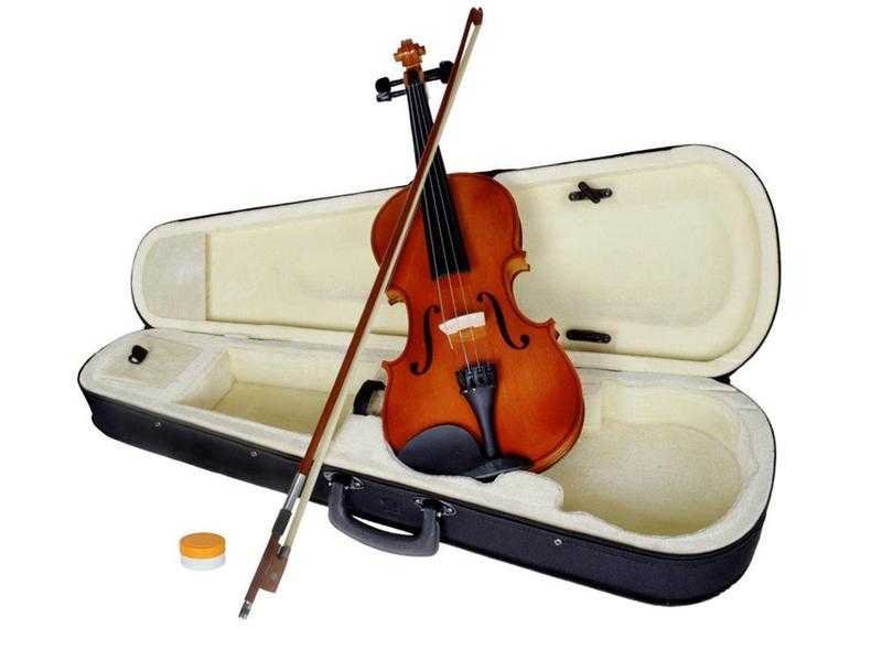 44 Full Size Natural Acoustic Wood Color Violin FiddleCase Bow Rosin UKLearning DVD (NEW)